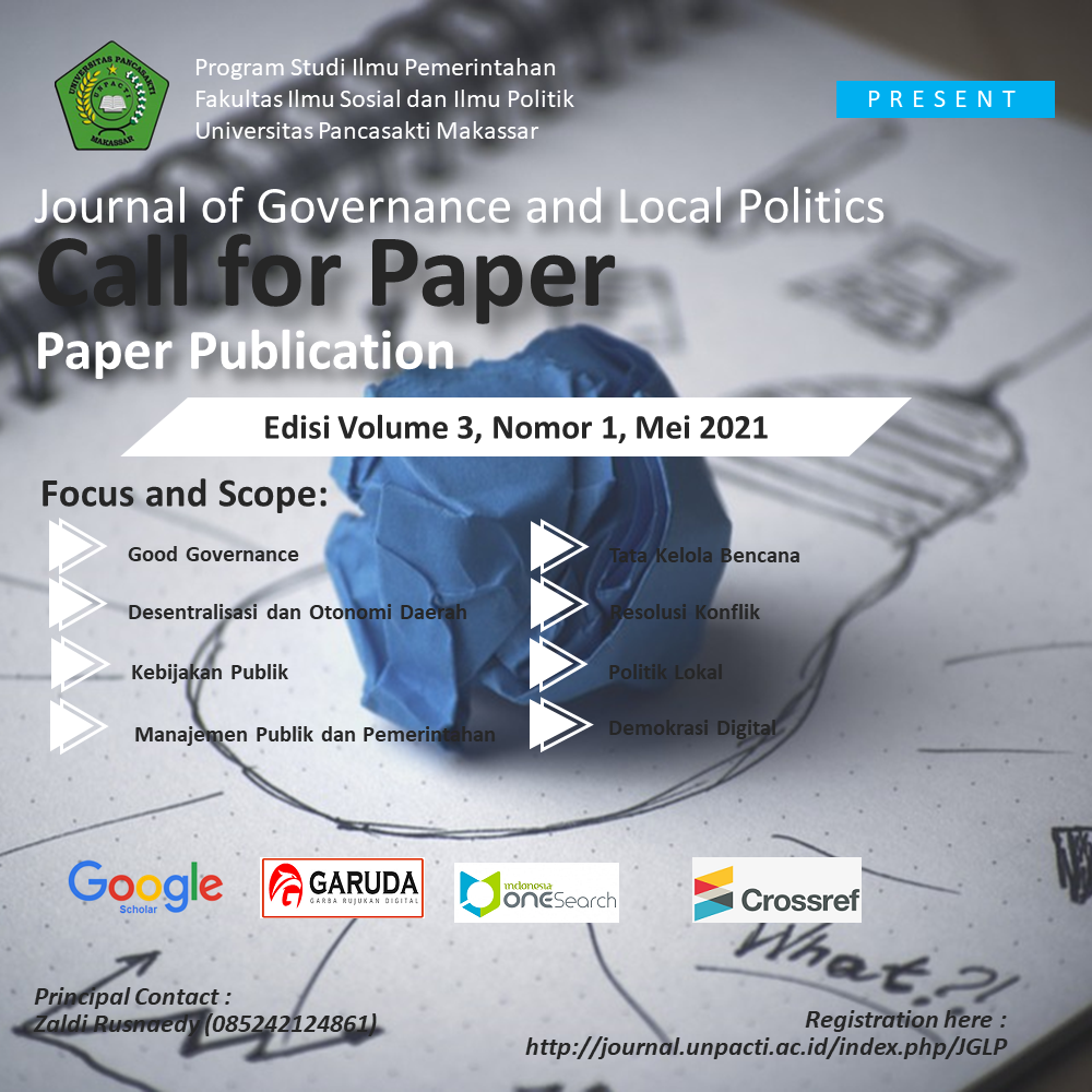 Call for Paper, JGLP, Edisi Volume 3 Nomor 1, Mei 2021 | Journal of Governance and Local ...
